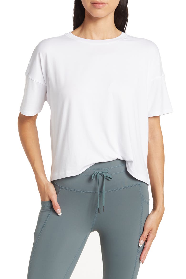 Oversized Boxy Crop T-Shirt, Main, color, WHITE