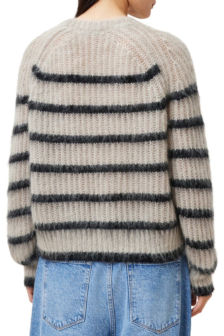 Riga Stripe Crewneck Sweater, Alternate, color, FAWN BROWN / BLACK