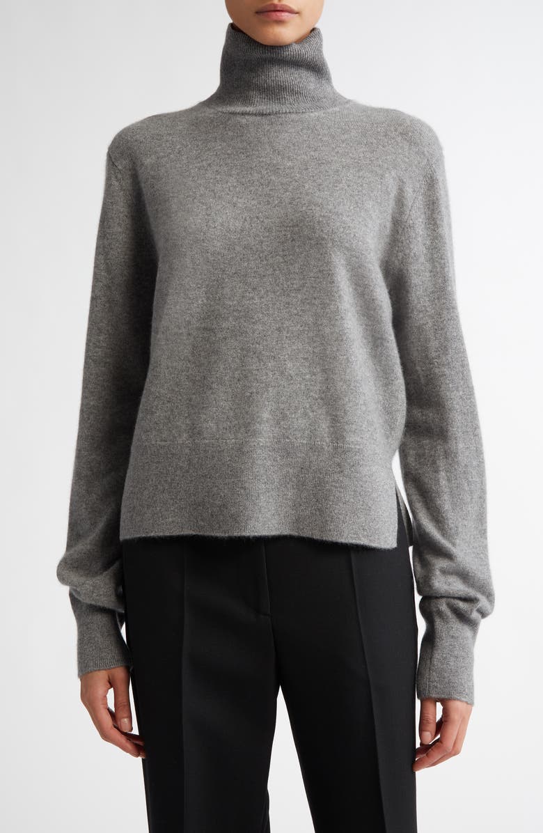 TOTEME Crop Cashmere Turtleneck Sweater, Main, color, 