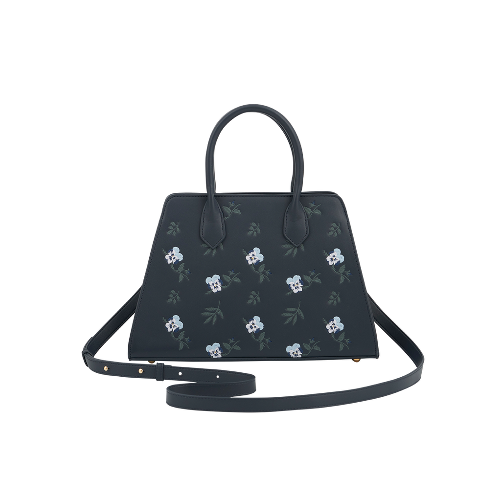 Fable England Navy Disty Medium Structured Tote In Blue