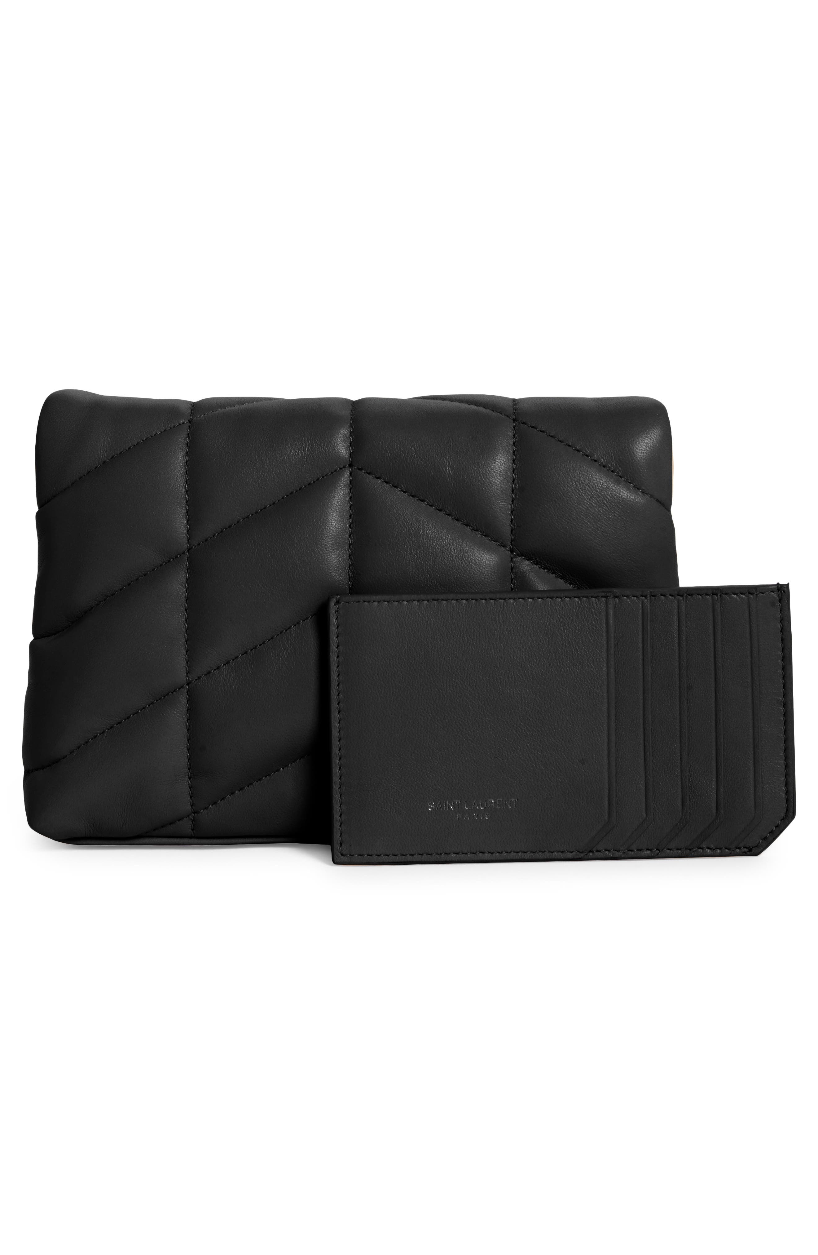 Saint Laurent Small Lou Leather Puffer Clutch, Alternate, color, 