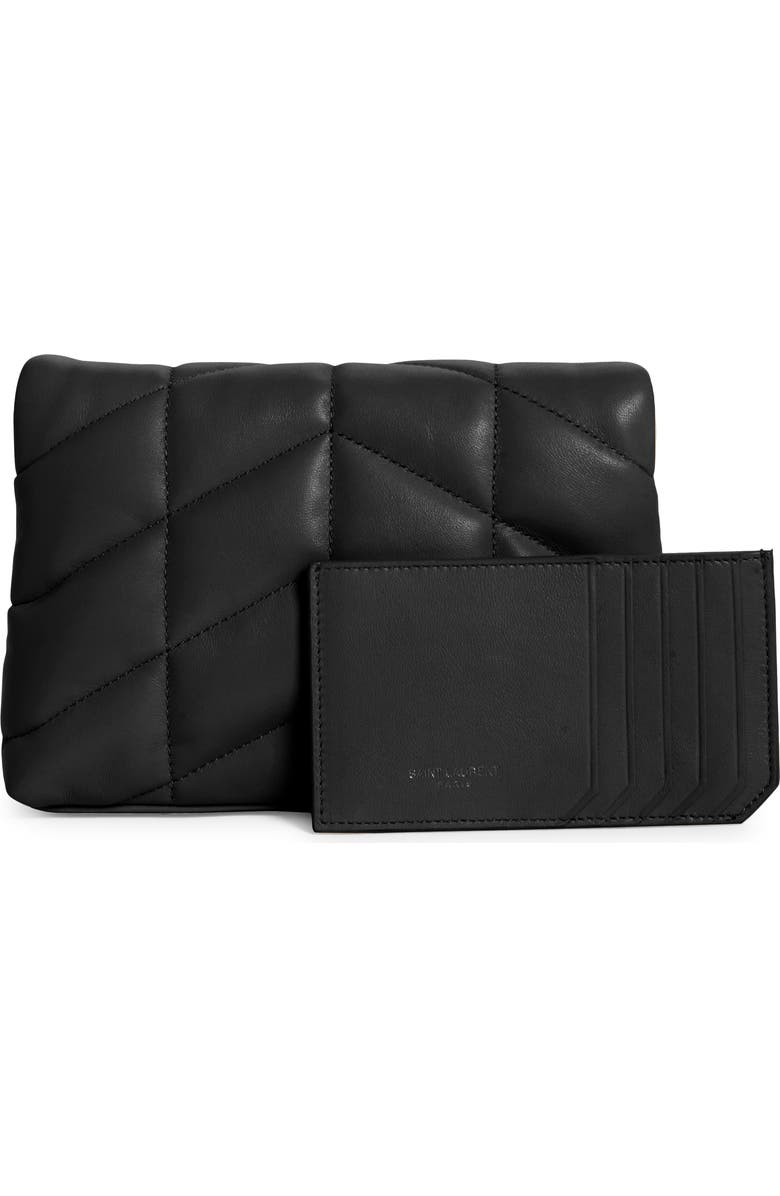 Saint Laurent Small Lou Leather Puffer Clutch, Alternate, color,