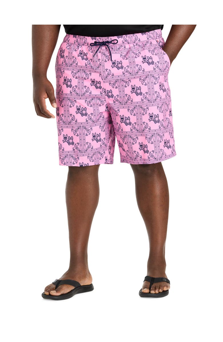 Psycho Bunny Big & Tall Luke Allover Swim Trunks, Main, color, Pink