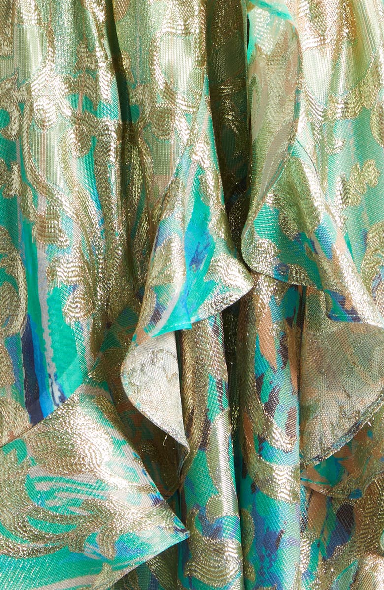 Ramy Brook Ombré Reuben Metallic Halter Neck Dress, Alternate, color, Bright Lime Ombre