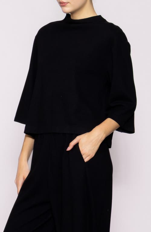 Melloday Brushed Knit Top In Black