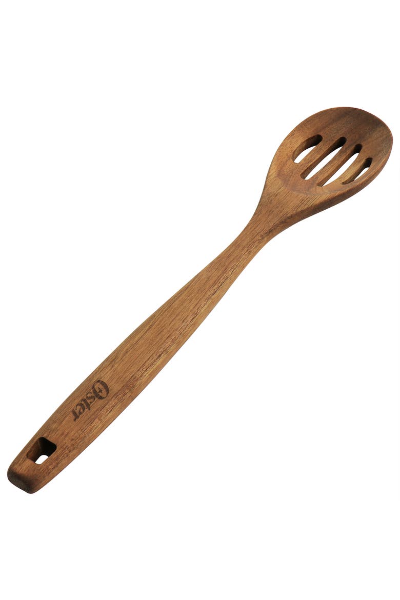 Acacia Wood Slotted Spoon Cooking Utensil, Main, color, Dark Brown