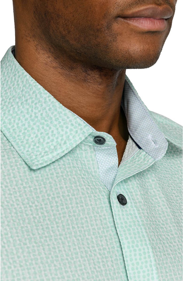 CONSTRUCT Slim Fit Dot Woven Short Sleeve Seersucker, Alternate, color, Mint