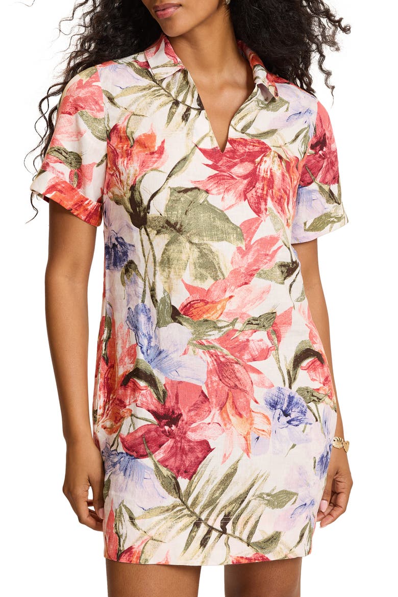 Island Bloom Floral Print Shift Dress, Alternate, color, COCONUT