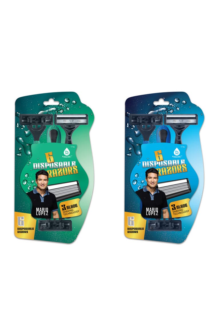 Mario Lopez 12 Disposable Razors Bundle - Green & Blue, Alternate, color, Blue and Green