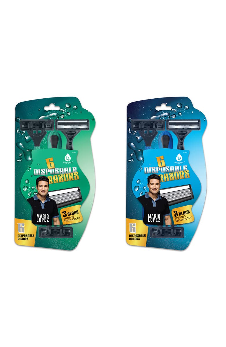 PURSONIC Mario Lopez 12 Disposable Razors Bundle - Green & Blue, Alternate, color, Blue And Green