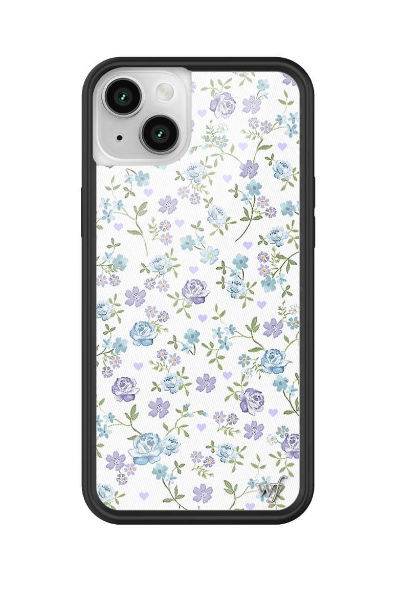 Lilac & Blue Floral iPhone Case, Alternate, color, White