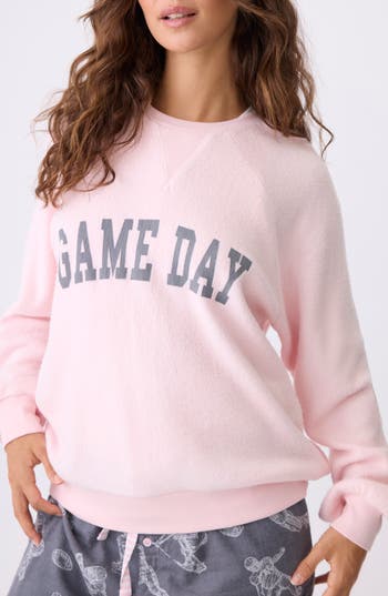 Pj Salvage Game Day Jersey Sweatshirt Pajama Top In Pink