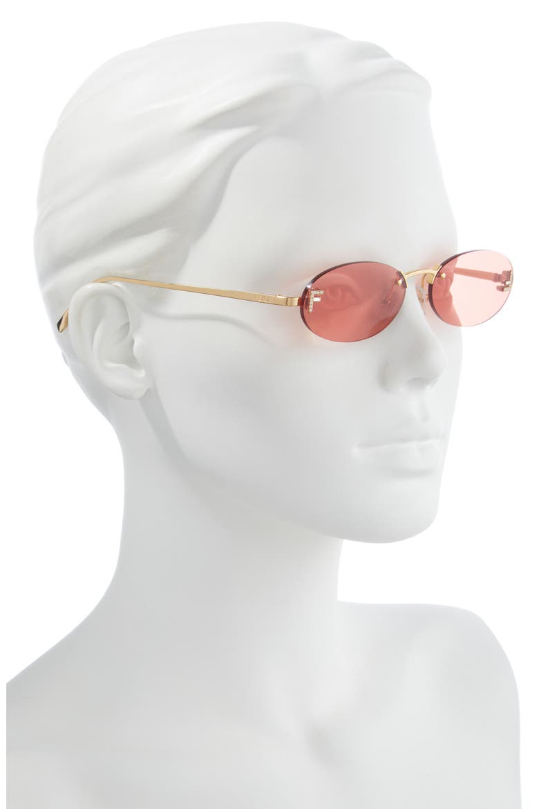 'Fendi First 54mm Oval Sunglasses, Alternate, color, SHINY ENDURA GOLD / BORDEAUX