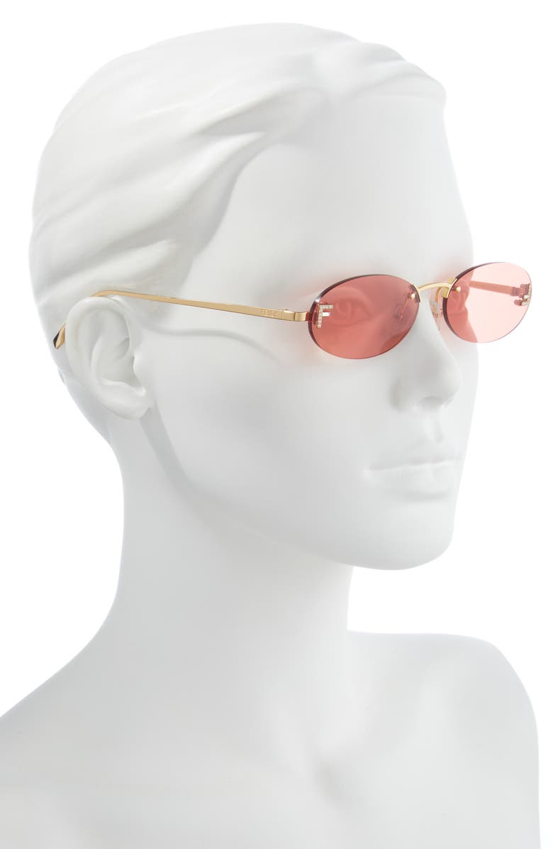 Fendi 'Fendi First 54mm Oval Sunglasses, Alternate, color, Shiny Endura Gold / Bordeaux