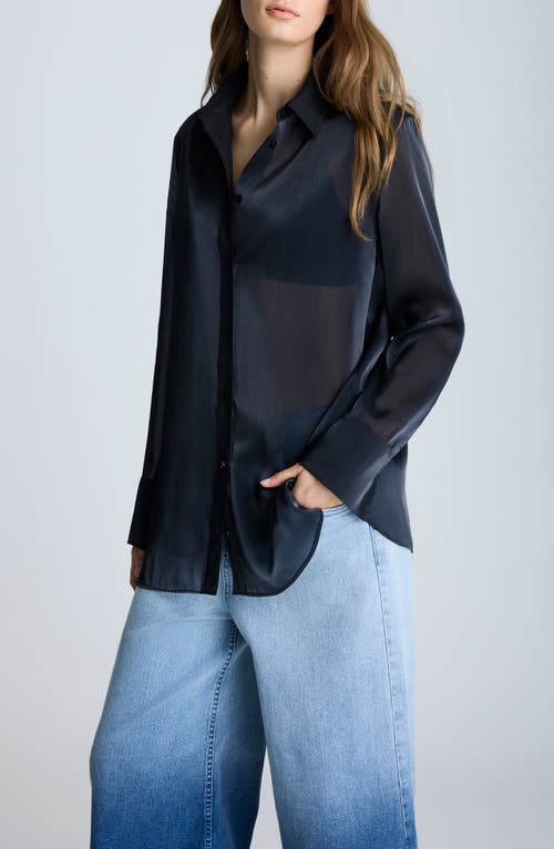Kenneth Cole Oversize Organza Button-up Shirt In Black