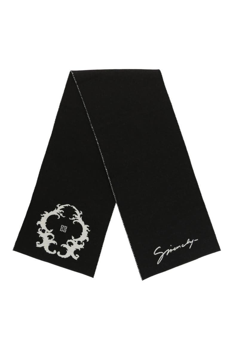Reversible Logo Wool Scarf, Alternate, color, BLACK WHITE