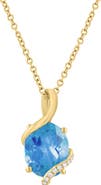 EFFY Oval Blue Topaz & Diamond Pendant Necklace
