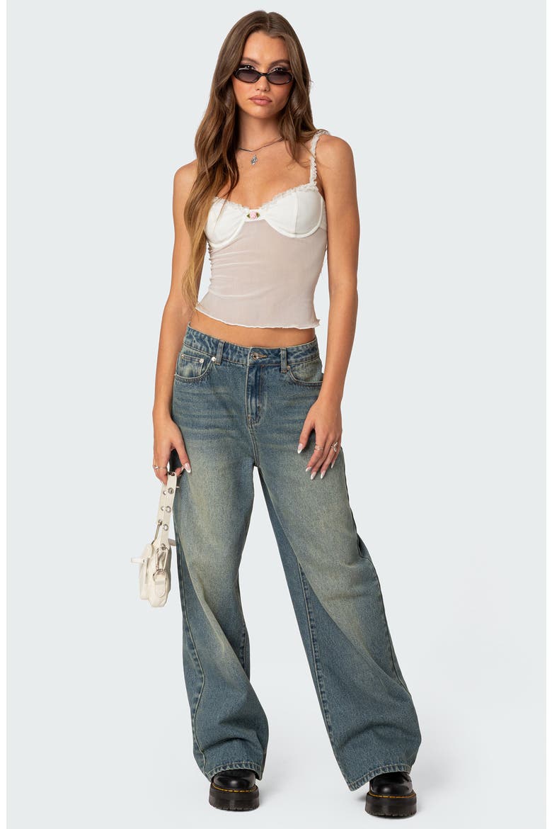 Lidia Sheer Mesh Bra Top, Alternate, color, WHITE