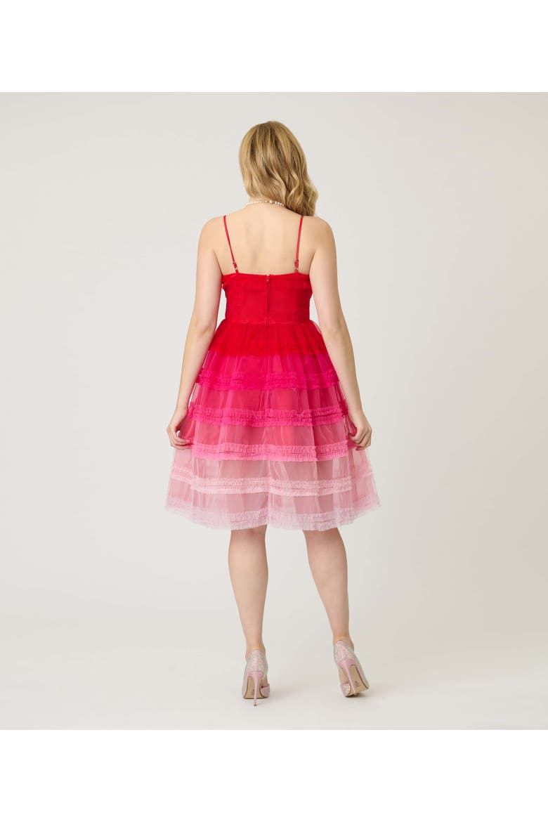 Tiered Sheer Swing Dress, Alternate, color, Red & Pink Ombre