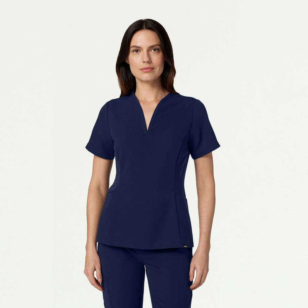 Jaanuu 2-pocket Tailored V-neck Scrub Top In Blue