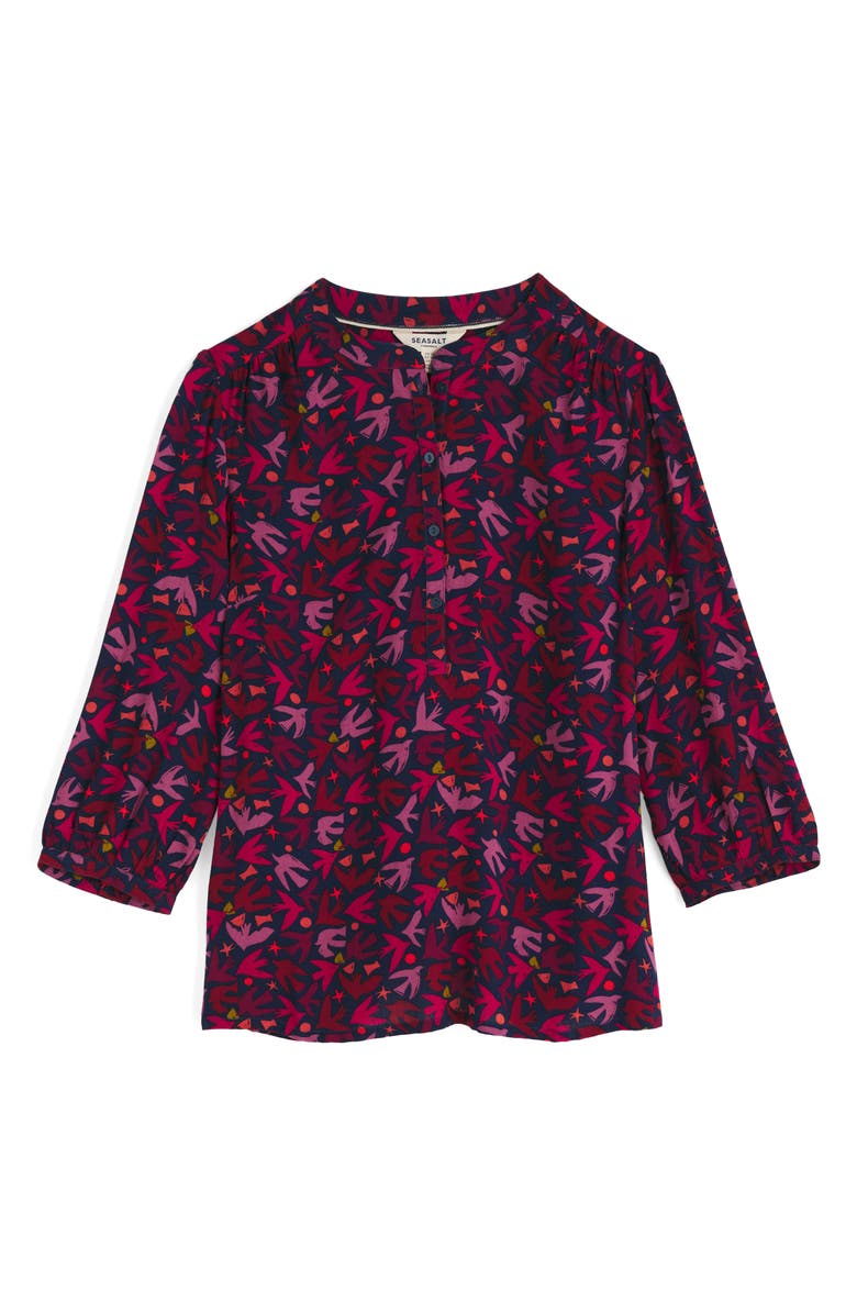 Seasalt Cornwall Willow Path Bird Print Popover Top, Alternate, color, Paper Birds Jam