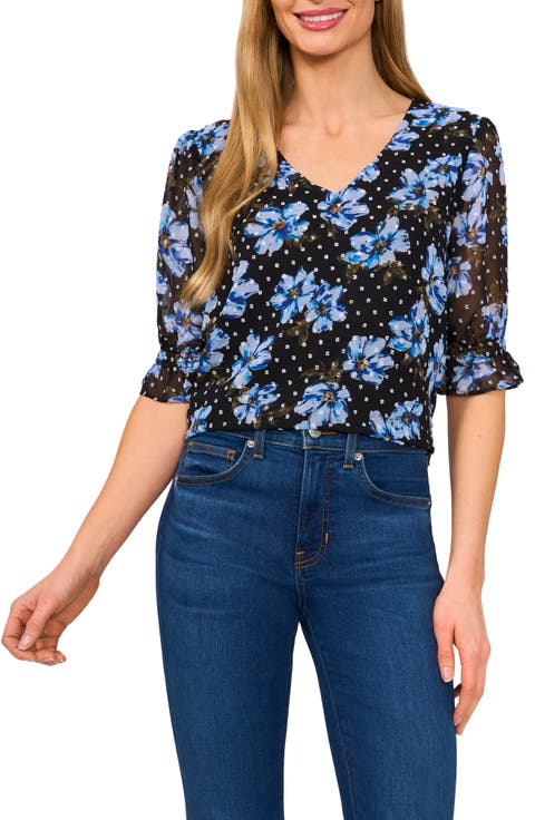 Print Ruffle Cuff Top