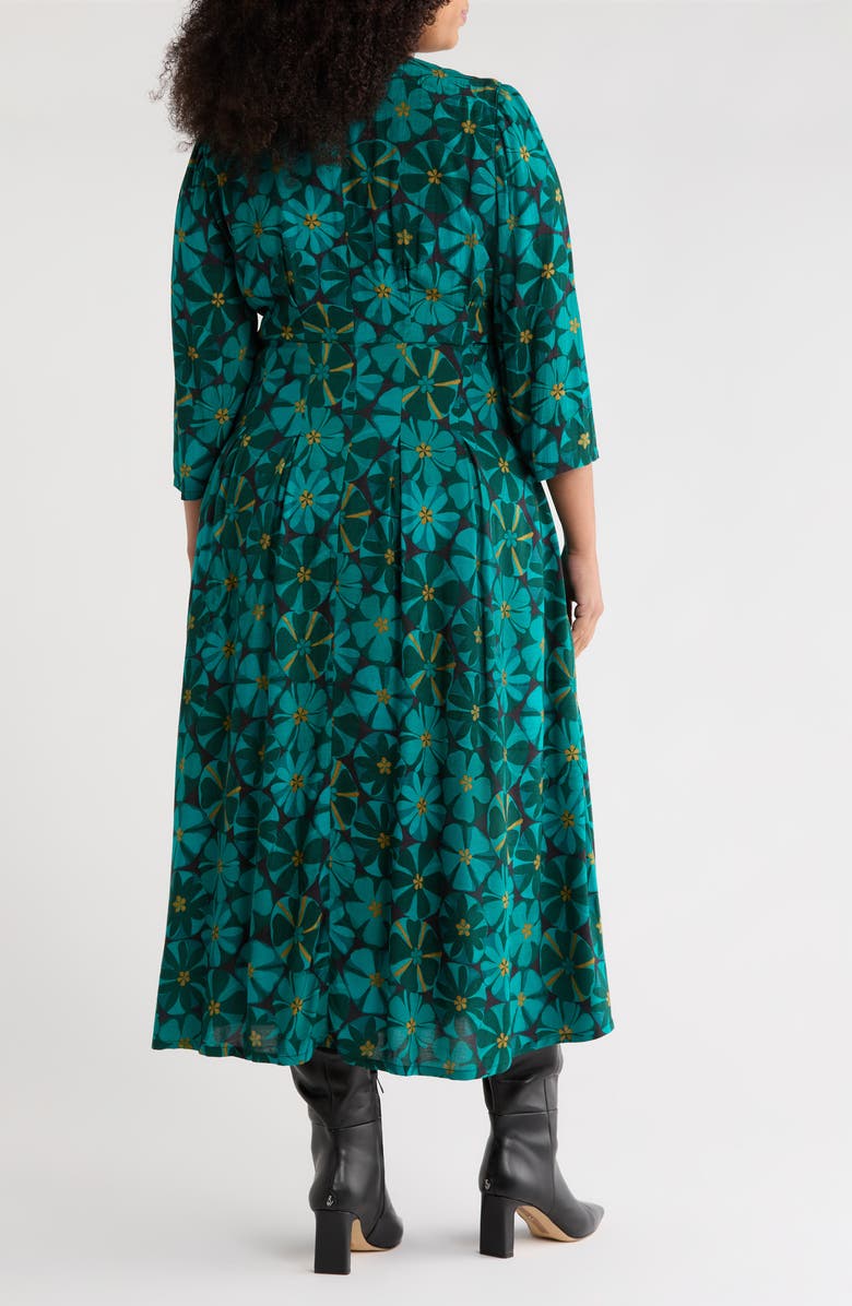 Seasalt Cornwall Etta Floral Pleated Midi Dress, Alternate, color, Handicraft Flowers Onyx