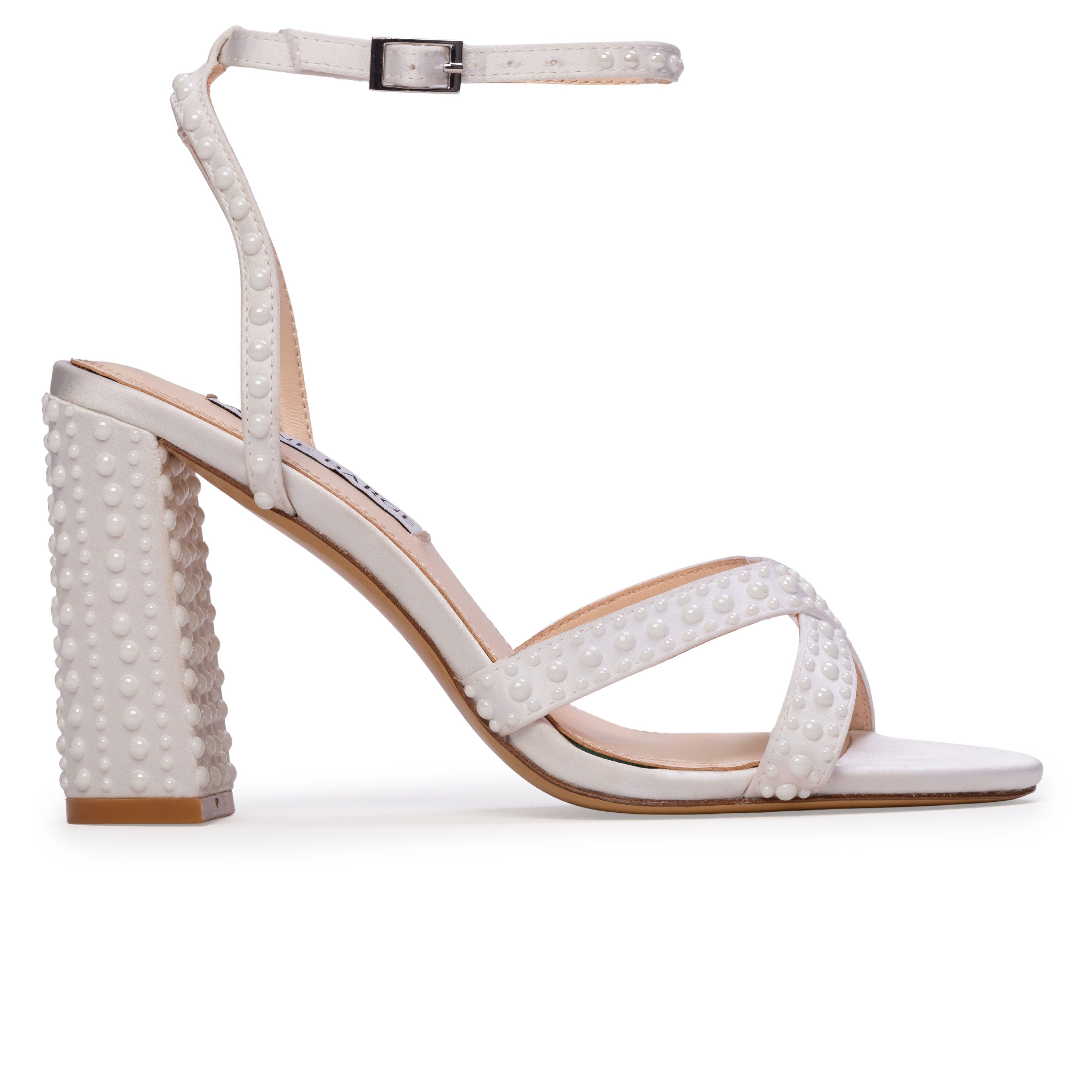 Anne Barge Perle Sandal, Main, color, White Satin