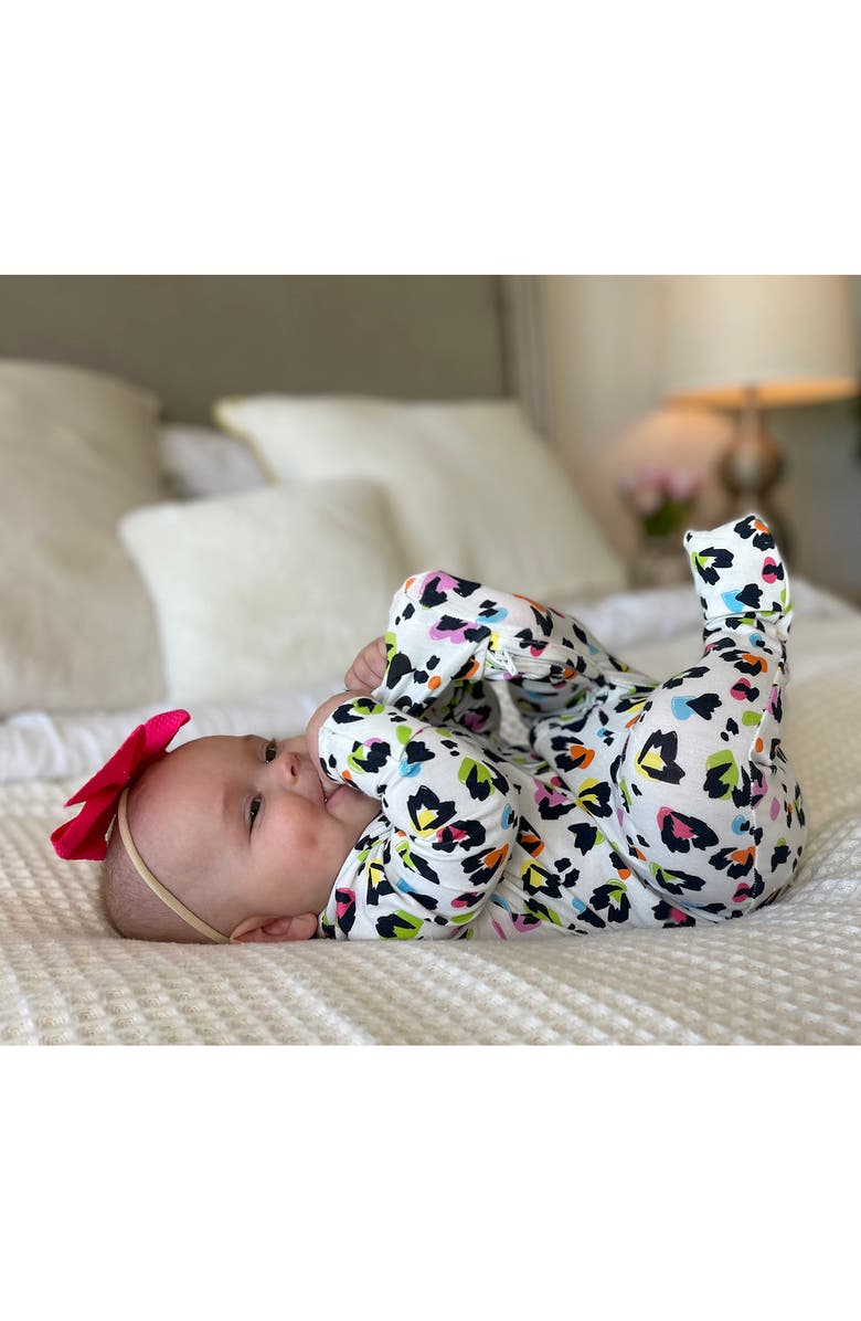 Bellabu Bear Kids' Rainbow Leopard Convertible Footie Pajamas, Alternate, color, 