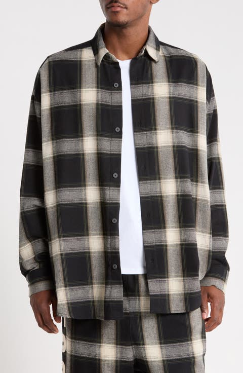 Cotton Flannel Button-Up Shirt
