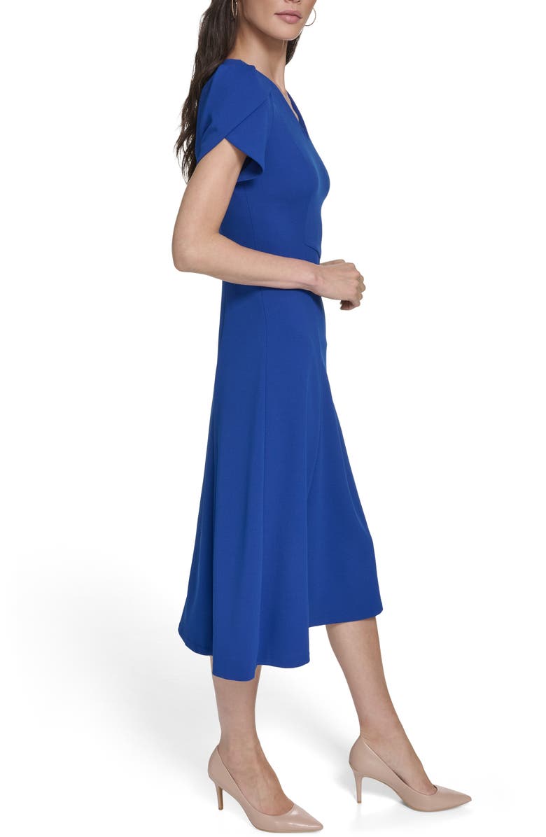 Calvin Klein Short Sleeve A-Line Midi Dress, Alternate, color, Regatta