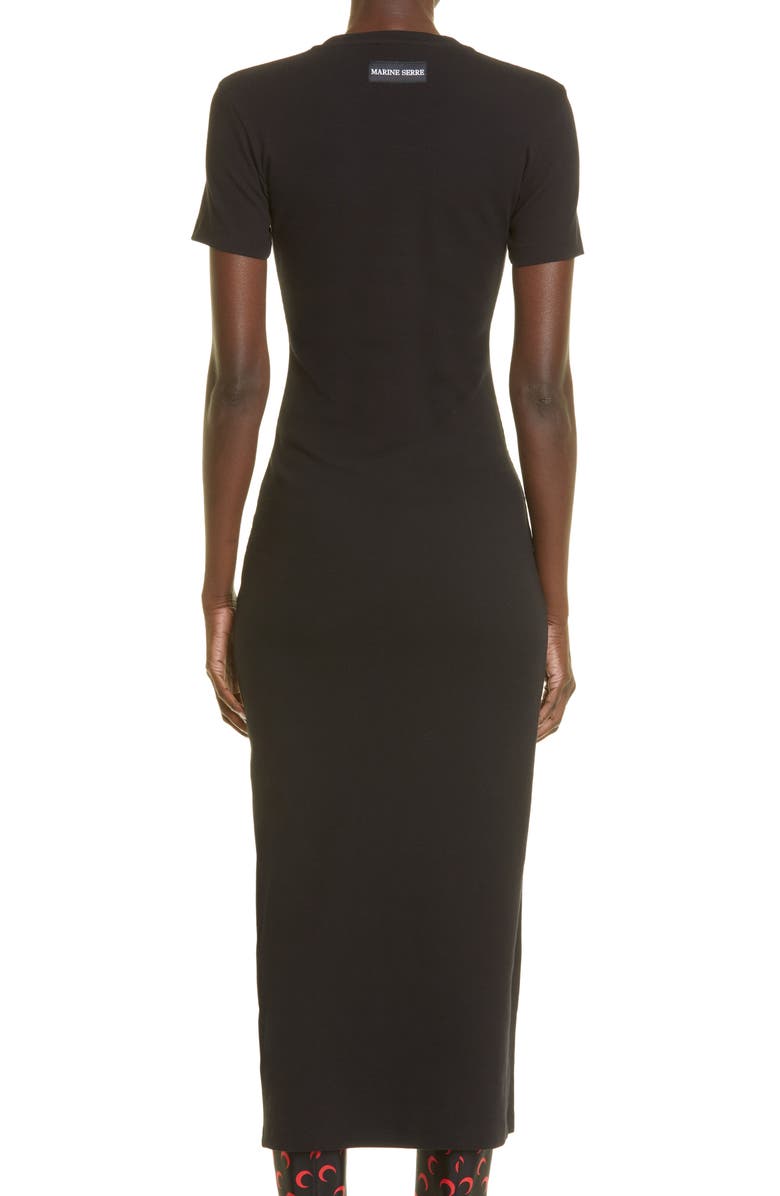 Marine Serre Stretch Organic Cotton Rib Midi Dress, Alternate, color,