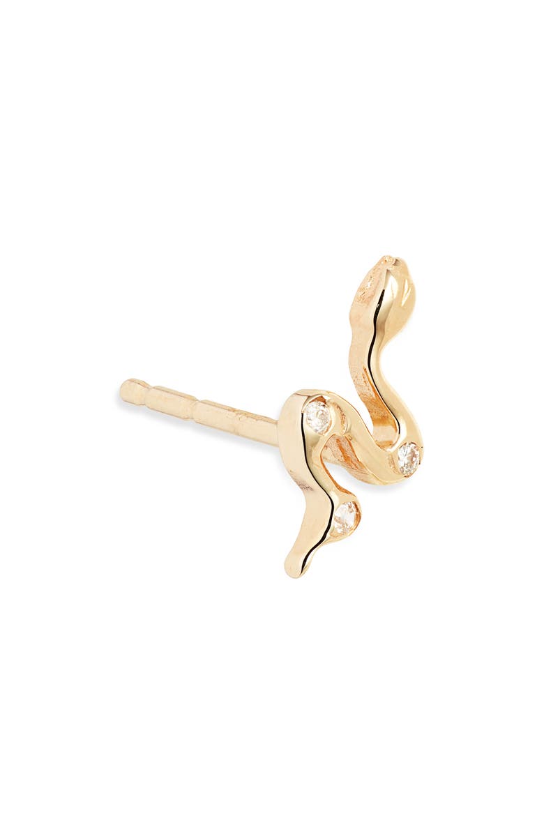 Anzie x Mel Soldera Single Snake Stud Earring, Main, color, Yellow Gold/ Diamond
