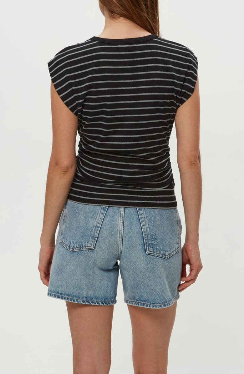 Michael Stars Joni Crewneck Power Shoulder T-Shirt, Alternate, color, Black/ H.grey