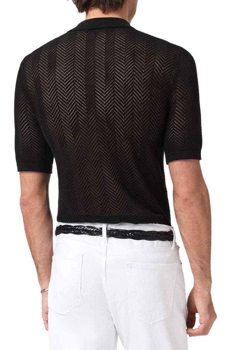 John Varvatos Ginsberg Herringbone Cotton Blend Sweater, Alternate, color, Black