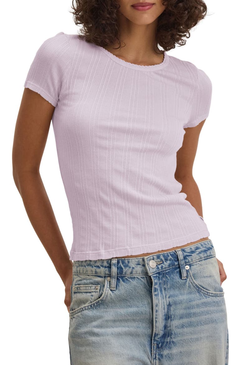 Pointelle Cotton Blend Tee, Main, color, FREESIA
