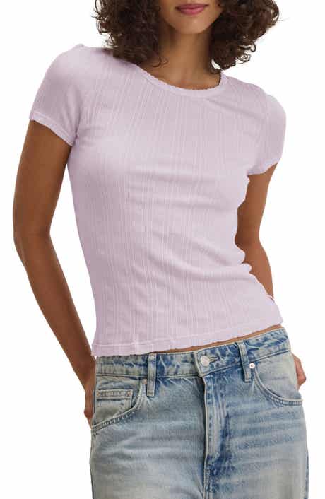 Pointelle Cotton Blend Tee