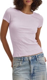 VELVET Pointelle Cotton Blend Tee
