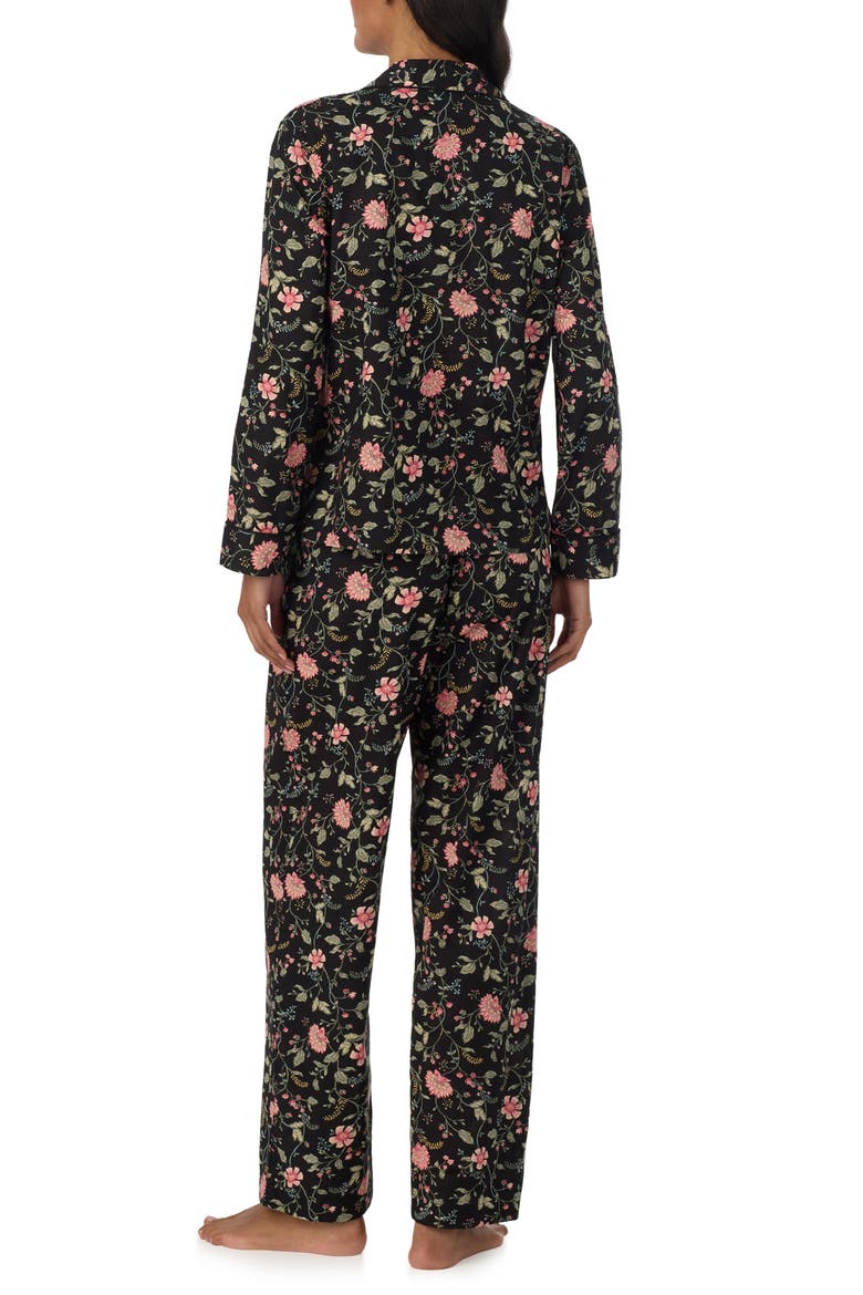 Floral Cotton & Viscose Pajamas, Alternate, color, BLACK GRID FLOWER
