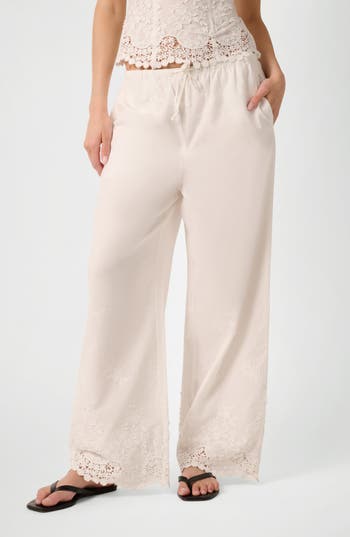 Weworewhat Tie Waist Wide Leg Pants In Neutral