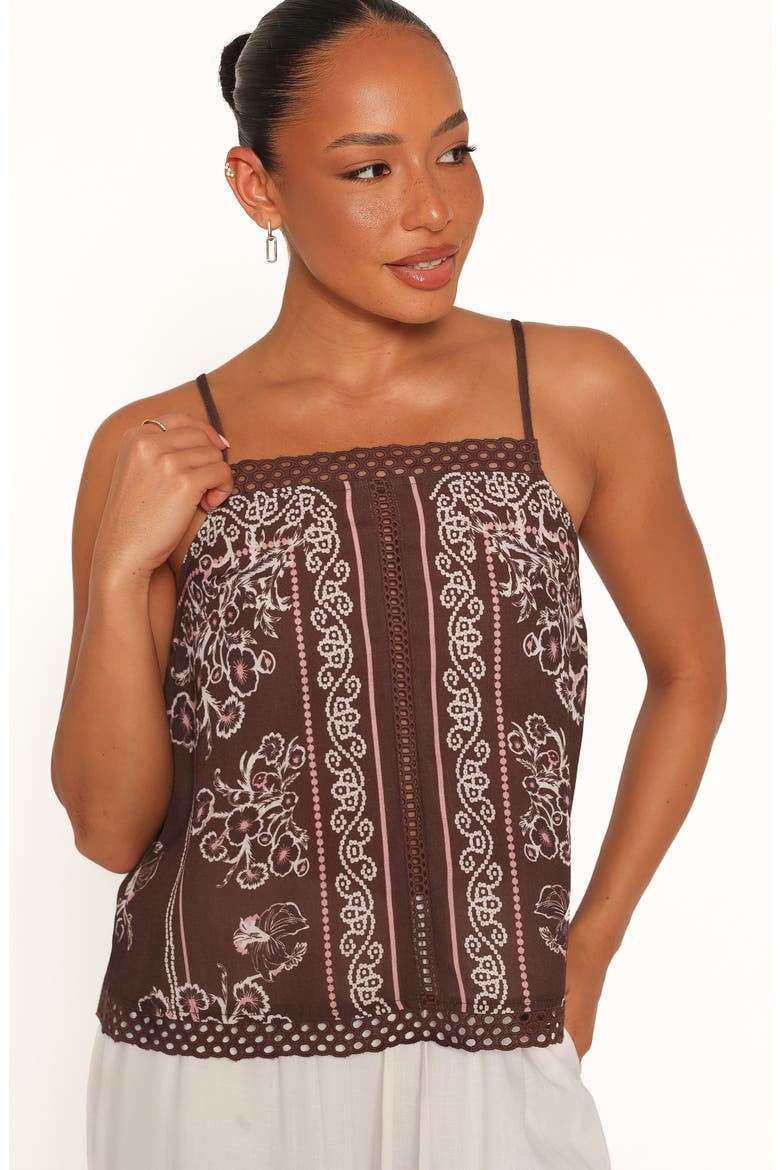 Erina Eyelet Detail Tank, Alternate, color, BROWN BANDANA
