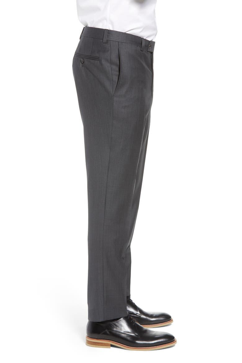 Jefferson Flat Front Wool Dress Pants, Alternate, color, MID GREY