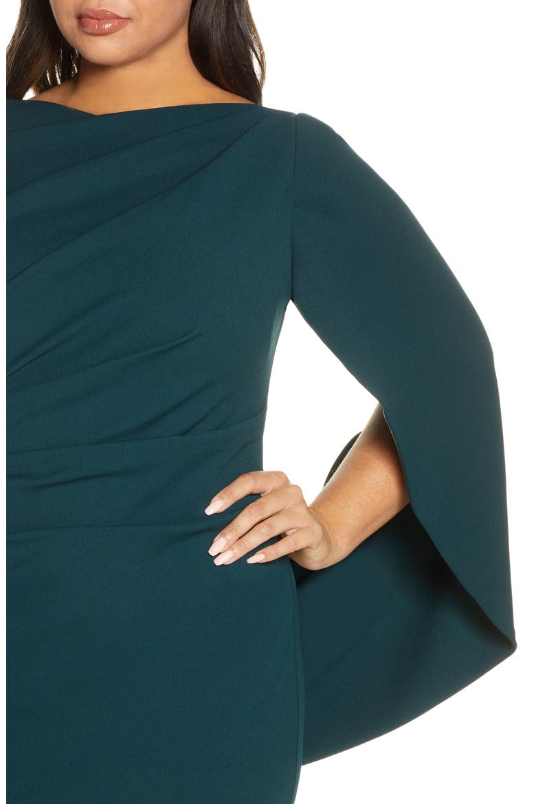 Drape Back Scuba Crepe Gown, Alternate, color, PINE