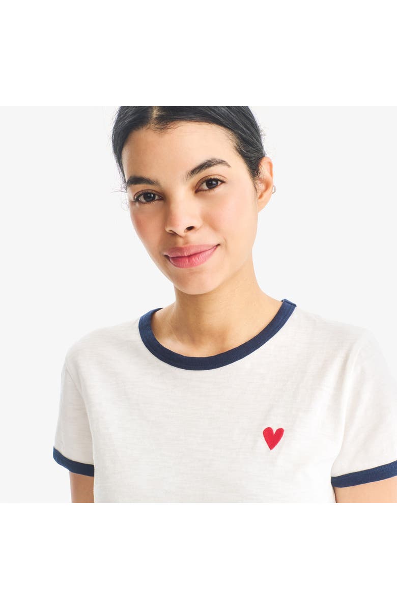 Primary Adult Embroidered Heart Ringer Tee, Alternate, color, Ivory