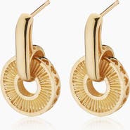 Oradina 14K Yellow Gold Icon Drop Earrings