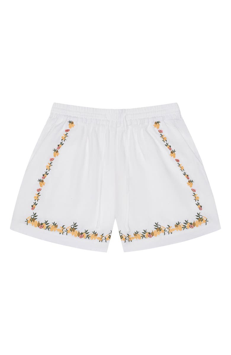 MAVRANS Embroidered Linen Blend Shorts, Main, color, Beige Multi