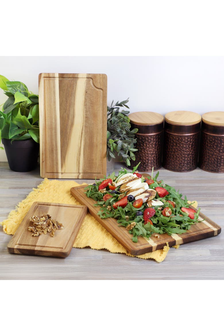 3 Piece Acacia Wood Cutting Board Set, Alternate, color, Acacia