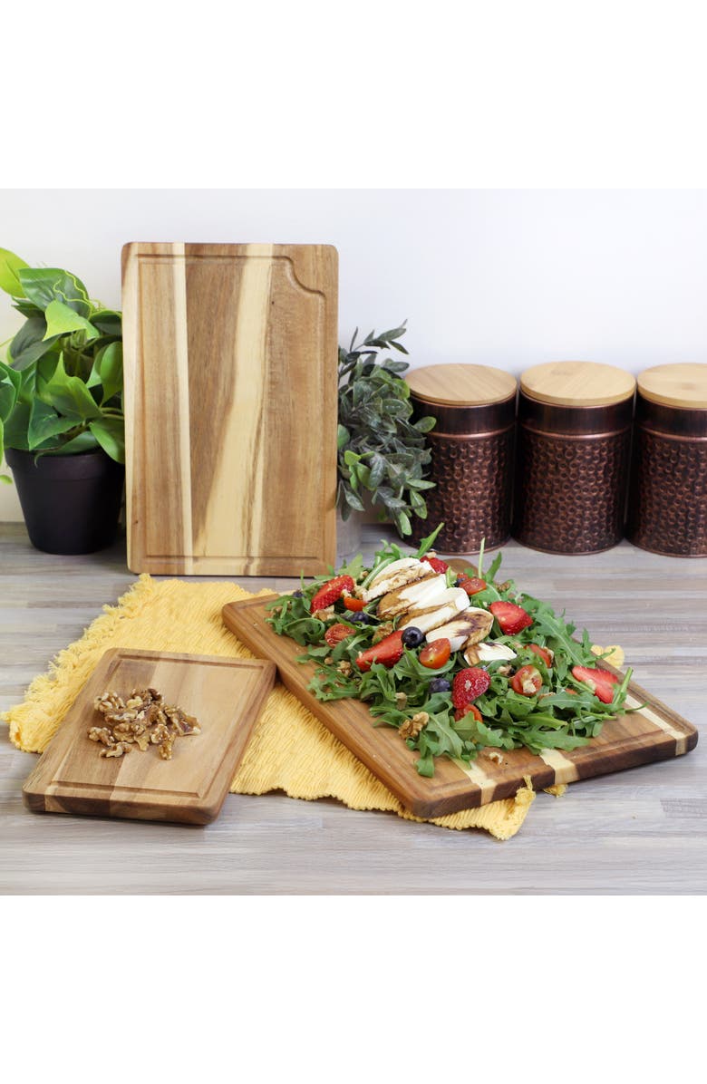 Megachef 3 Piece Acacia Wood Cutting Board Set, Alternate, color, Acacia