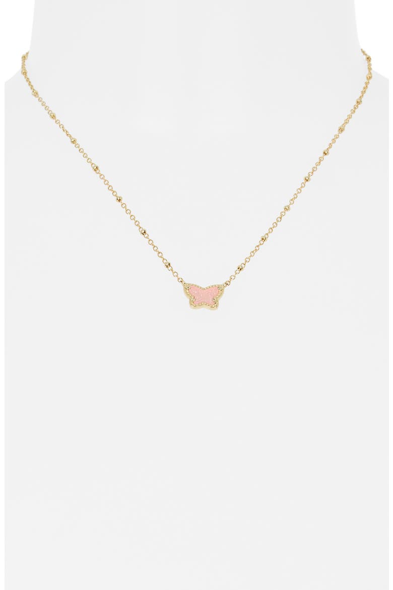 Lillia Small Butterfly Pendant Necklace, Main, color, GOLD LIGHT PINK DRUSY