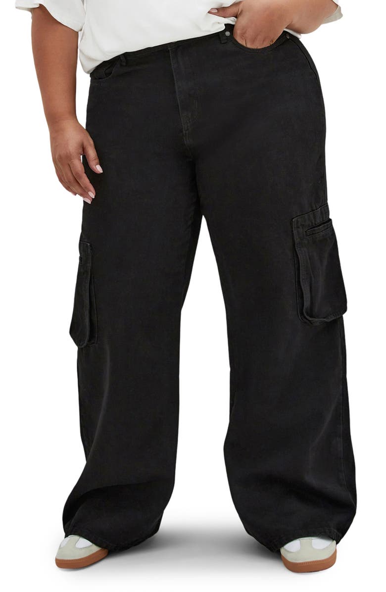 City Chic Clarence Cargo Pants, Main, color, Black